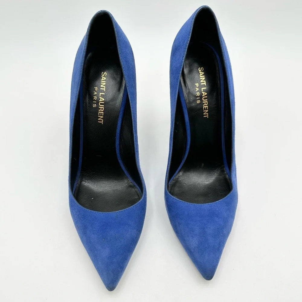 Saint Laurent Paris Pump 105 Blue Suede - Picture 3 of 11